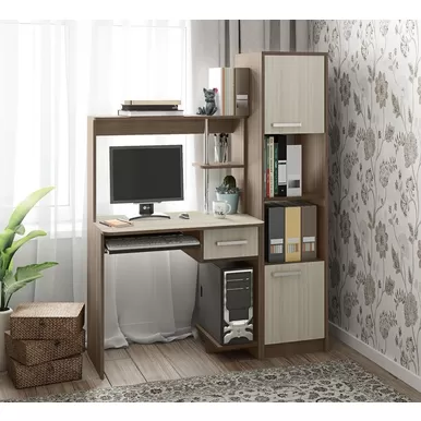 Стол компьютерный КС-02 с пеналом - Шимо темный/Шимо светлый (Рикко)