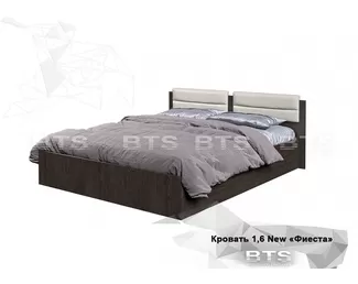 Кровать 1,6 Фиеста NEW с мягким изголовьем-Венге/Лоредо (BTS)