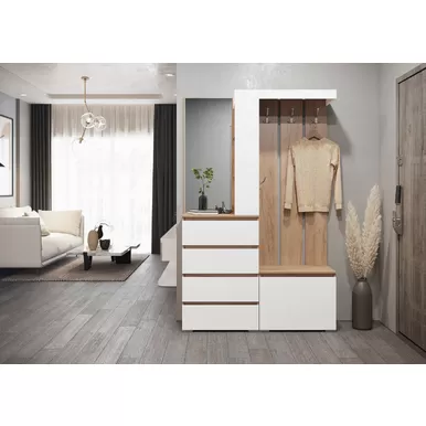 Прихожая Хелен ПР-01 - Белый/Дуб крафт золотой (Стендмебель)