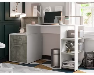 Стол компьютерный Лайф - Белый/Бетон (BTS)