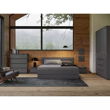 Спальный гарнитур Челси - Комплект 1 - Графит (МИФ)