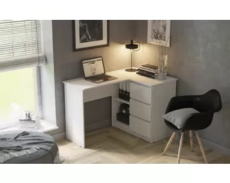 Стол письменный угловой Челси - Белый глянец холодный / Белый (МИФ)