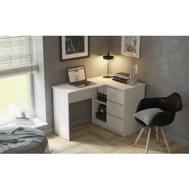 Стол письменный угловой Челси - Белый глянец холодный / Белый (МИФ)