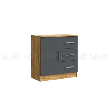 Комод Бася с 3-мя ящиками и 1 дв. - Графит/Дуб Крафт (МИФ)