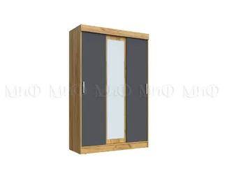 Шкаф-купе 3-х створчатый Бася - Графит/ Дуб крафт (МИФ)