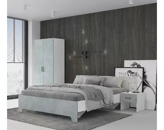 Спальный гарнитур Victor - Комплект 10 - Бетон/Белый (Горизонт)