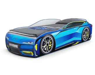 Кровать-машинка Romack Kiddy c 3d бампером +Экоматрас - Голубой  (Romack)