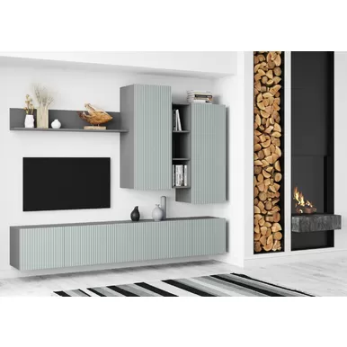 Гостиная Сканди НМ-001 - Серый шифер / Грин Грей Софт (МК Стиль А)