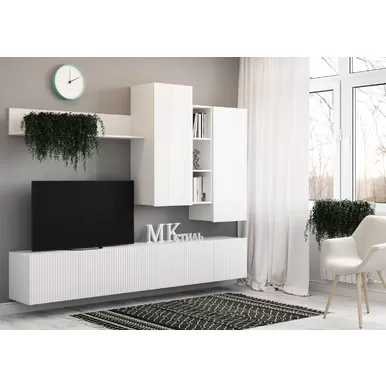 Гостиная Сканди НМ-001 - Белый глянец / Белый гладкий (МК Стиль А)