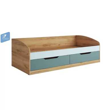 Кровать RICH КР-002 - Дуб крафт золотой / Кенди / Сумеречно голубой  (МК Стиль А)