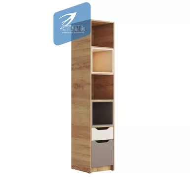 Стеллаж  RICH СЖ-001 - Дуб крафт золотой/ Миндаль/Глиняный серый (МК Стиль)