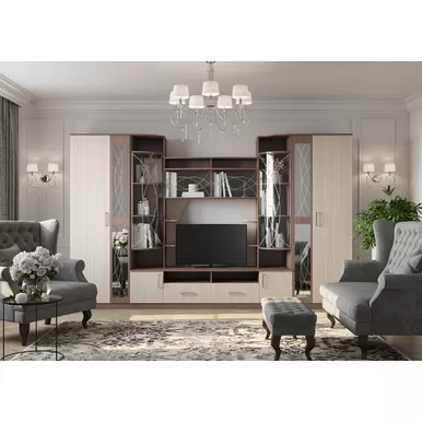 Гостиная Атланта с зеркалом - Ясень шимо (Горизонт)