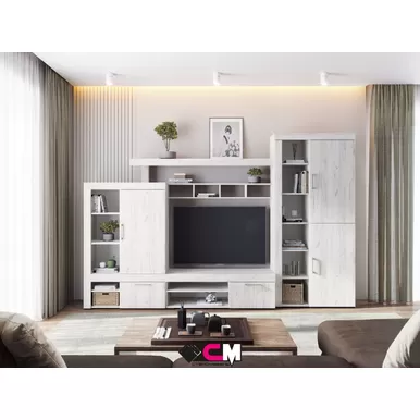 Гостиная Гранд - Комплект 1 - Дуб Крафт белый (Стендмебель)