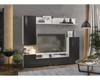 Гостиная Лия -  Белый / Черный глянец (Рикко)