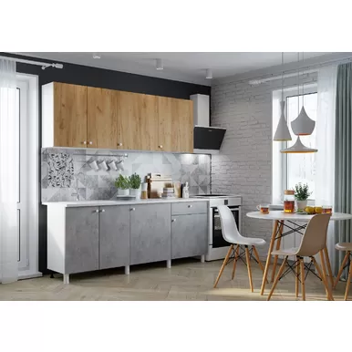 Кухонный гарнитур Point 2.0 м - Крафт золотой/Бетон (Горизонт)