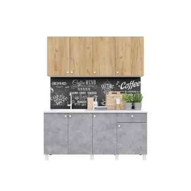 Кухонный гарнитур Point 1.7 м - Крафт золотой/Бетон (Горизонт)