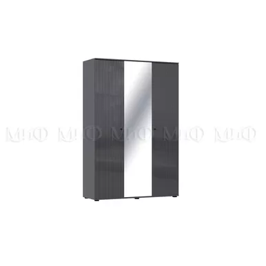 Шкаф трехстворчатый Оливия - Графит глянец / Графит (МИФ)