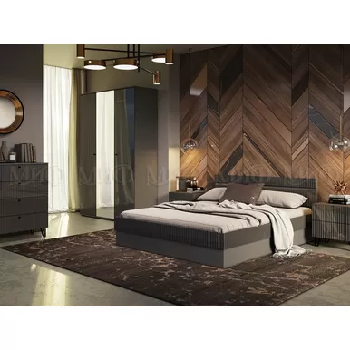 Спальня Оливия - Комплект 1 - Графит глянец / Графит (МИФ)