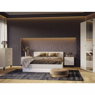 Спальня Оливия - Комплект 2 - Белый глянец / Белый (МИФ)