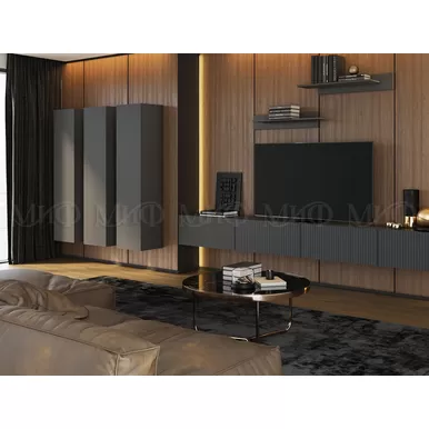 Модульная гостиная Оливия - Комплект 1-  Графит Софт / Графит (МИФ)