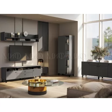 Модульная гостиная Оливия - Комплект 2 -  Графит Софт / Графит (МИФ)