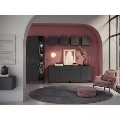 Модульная гостиная Оливия - Комплект 5 -  Графит Софт / Графит (МИФ)