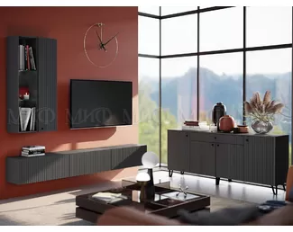 Модульная гостиная Оливия - Комплект 6 -  Графит Софт / Графит (МИФ)