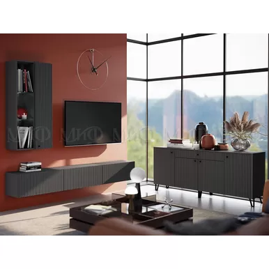 Модульная гостиная Оливия - Комплект 6 -  Графит Софт / Графит (МИФ)