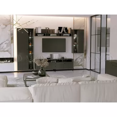 Модульная гостиная Оливия - Комплект 7 -  Графит Софт / Графит (МИФ)