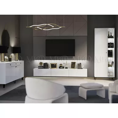 Модульная гостиная Оливия - Комплект 1 - Белый глянец / Белый (МИФ)