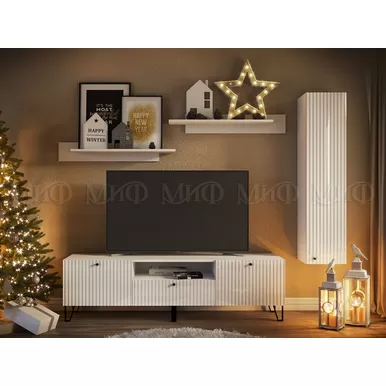 Модульная гостиная Оливия - Комплект 2 -  Белый глянец / Белый (МИФ)