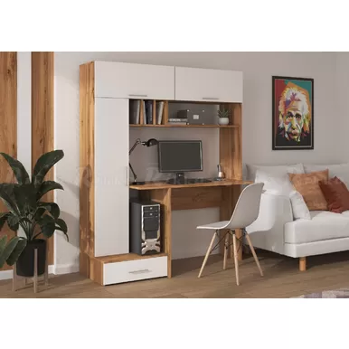 Компьютерный стол КС-05 - Белый / Дуб вотан (Рикко)