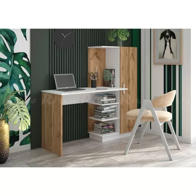 Компьютерный стол КС-09 - Дуб вотан / Белый (Рикко)