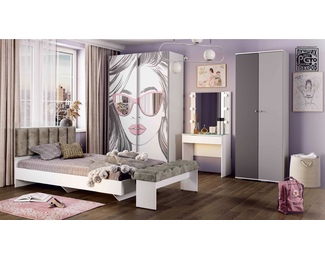 Модульная подростковая комната Мемори - Комплект 1 - Smoky eyes, smoky kiss / Белый (BTS)