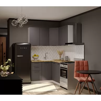 Кухня угловая Глетчер 1.4х1.4м - Маренго силк