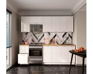 Кухня Валерия 2.4м - Белый глянец