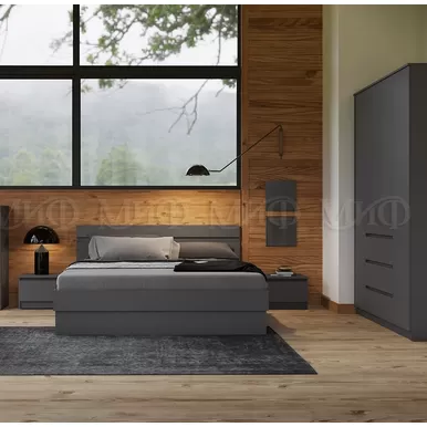 Спальный гарнитур Челси - Комплект 3 - Графит (МИФ)