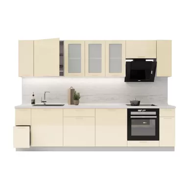 Кухня Валерия 3.0м - Ваниль глянец