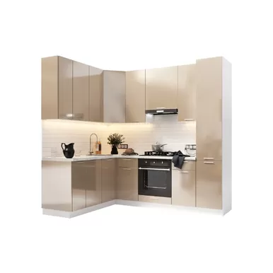 Кухня угловая Валерия 1.7х2.4м - Капучино глянец