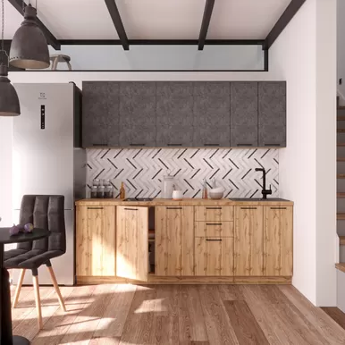 Кухня Хелмер 2.2м ЛДСП - Бетон/Дуб вотан