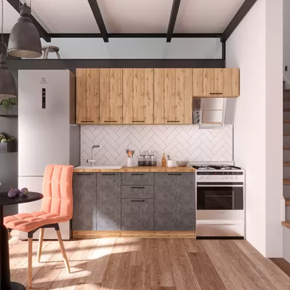 Кухня Хелмер 2.1м ЛДСП - Дуб вотан/Бетон