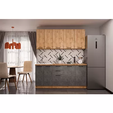 Кухня Хелмер 1.8м ЛДСП - Дуб вотан/Бетон