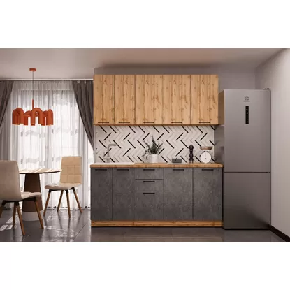 Кухня Хелмер 1.8м ЛДСП - Дуб вотан/Бетон