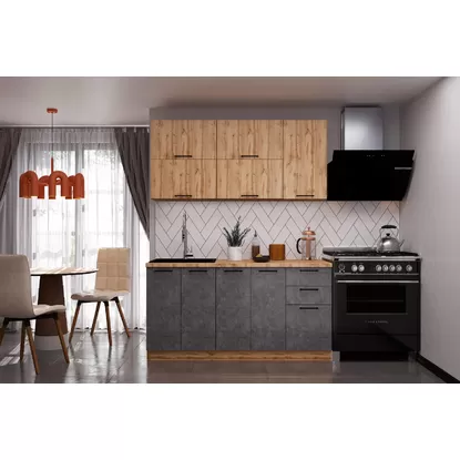 Кухня Хелмер 1.6м ЛДСП - Дуб вотан/Бетон