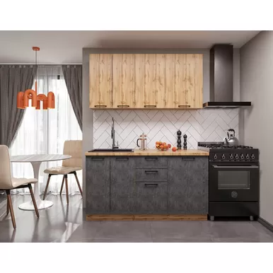 Кухня Хелмер 1.5м ЛДСП - Дуб вотан/Бетон