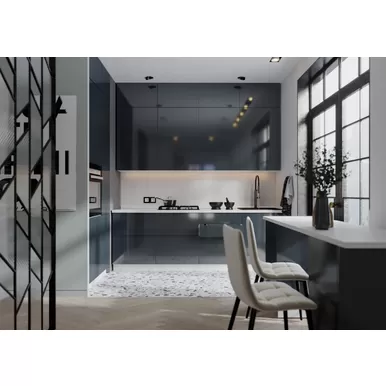 Кухня угловая Эстетик 1.0х2.4м - Силвер (Сурская мебель)