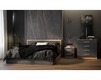 Спальный гарнитур Мартина - Комплект 2 - Графит/Дуб Крафт (МИФ)