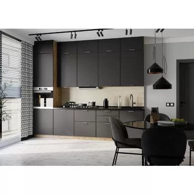 Кухня Мемфис 3.0м - Черный трюфель