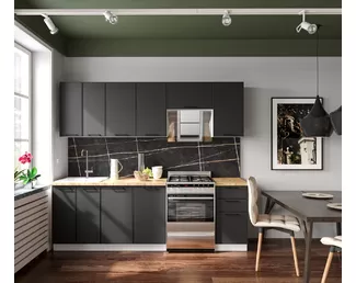 Кухня Мемфис 2.4м - Вариант 2 - Черный трюфель