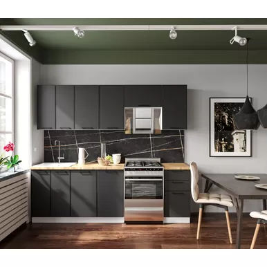 Кухня Мемфис 2.4м - Вариант 2 - Черный трюфель